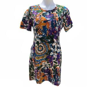 I. Madeline  multi color floral lined sheath dress medium